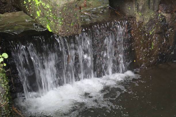 istock Close-up of a rushing waterfall from a river dam with clear 1958941702