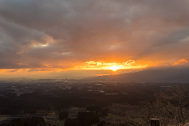 it is sunrise from the mountaintop