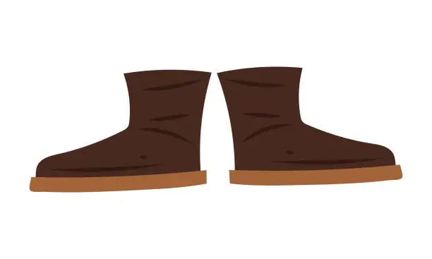 Vector illustration of Vector isolated brown boots on white background