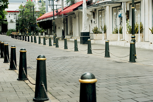 Row of iron bars in Semarang city, Central Java, Indonesia.