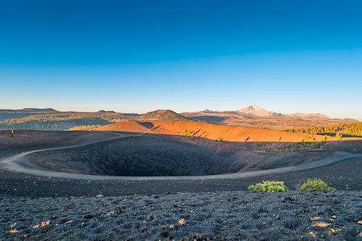 Cinder Cone crater in Lassen Volcanic National Park, California USA at sunrise.
