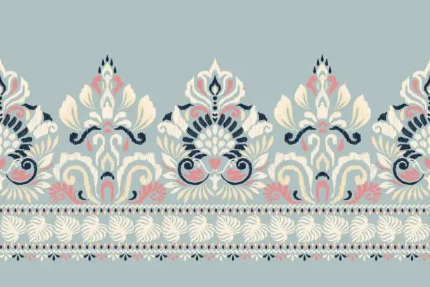 Vector illustration of Damask Ikat floral pattern vector illustration