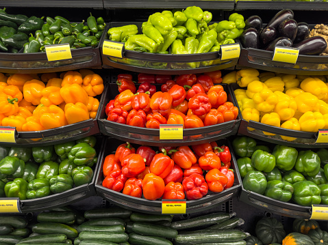 Supermarket vegetable stands