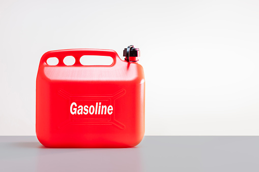 Gas can. Red fuel canister.
