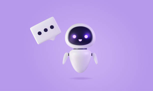stockillustraties, clipart, cartoons en iconen met 3d artificial intelligence robotic character with speech bubble. - robot