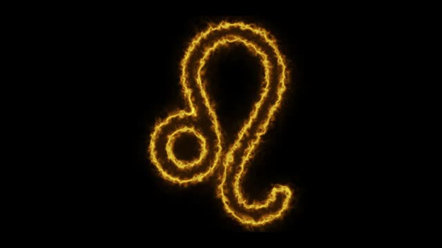 Leo. Meditation symbol neon flicker animation on a black background.