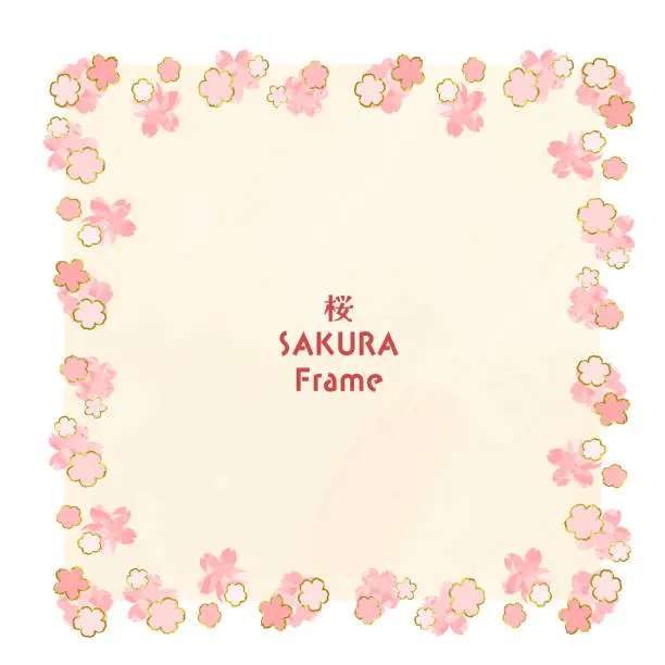 Vector illustration of Japanese-style Sakura Flower Frame Illustration