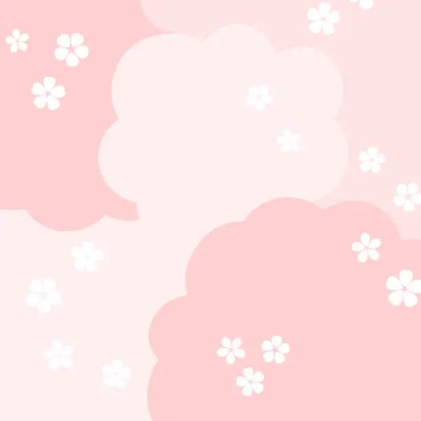 Vector illustration of Pop-style Cloud Shaped, Sakura Tree Imagery Background