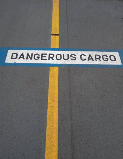 istock Dangerous cargo sign on ferry vehicle parking deck 1959260465