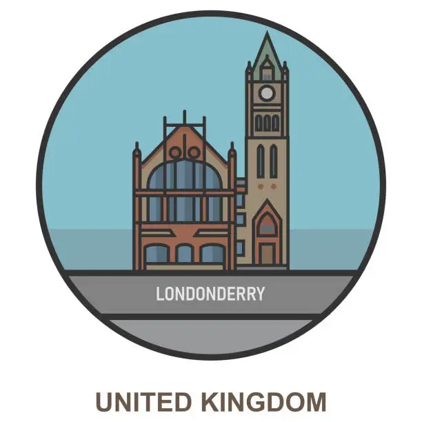 Vector illustration of Londonderry. Cities and towns in United Kingdom