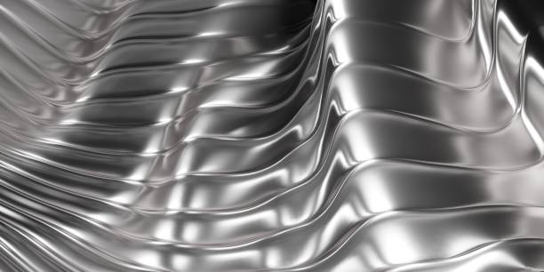 istock Abstract metal background. Silver steel stripes wavy pattern 1959266189