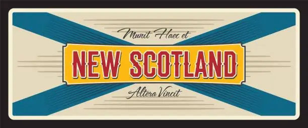 Vector illustration of New Scotland Canadian province travel plate