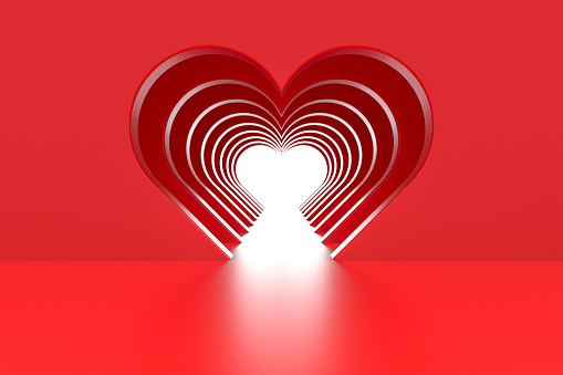 Red heart icon sign or symbol 3d background illustration