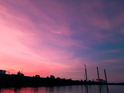 The sky turns a marvelous shade of pink with a small corner of purple