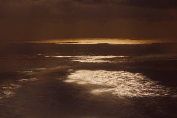 View of the sunset over Atlantic Ocean at Madeira island in Portugal.
