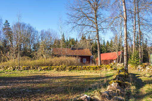 field with grain silos