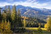 Holidays in Poland - fall view of the Tatra Mountains from Male Ciche