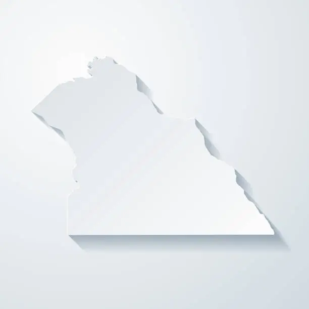 Vector illustration of York County, Pennsylvania. Map with paper cut effect on blank background