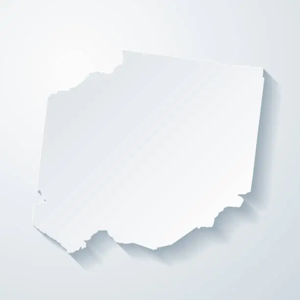 Vector illustration of Hickman County, Tennessee. Map with paper cut effect on blank background