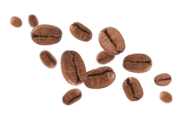 istock Coffee beans in the air close -up isolated on white background. 1959483314