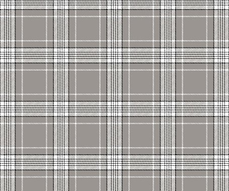 Plaid pattern, gray, white, black, seamless background. For sewing clothes, skirts, pants or decorating. Vector illustration.