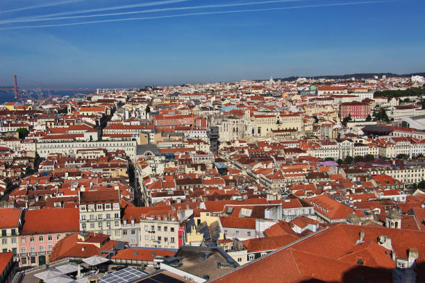 the view of old lisbon city, portugal - lisbon portugal city europe portuguese culture imagens e fotografias de stock