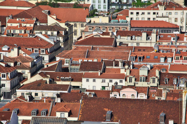 the view of old lisbon city, portugal - lisbon portugal city europe portuguese culture photos et images de collection