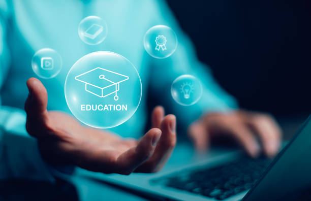 istock Education online or E-learning concept, internet lessons and online webinar, online lesson 1959519229