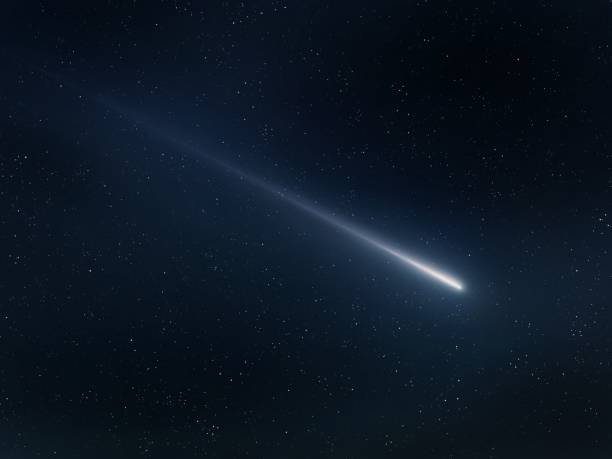 istock Glowing meteor trail. Burning meteorite in the night sky. 1959536293