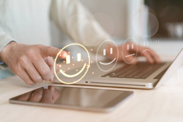 istock Satisfaction survey concept, Customer services best excellent business rating experience. User give rating to service experience on online application. 1959552093