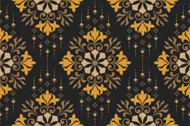 thai woven fabric patterns designed embroidery ikat style. vector illustrations. - loom ancient art backgrounds stock-grafiken, -clipart, -cartoons und -symbole