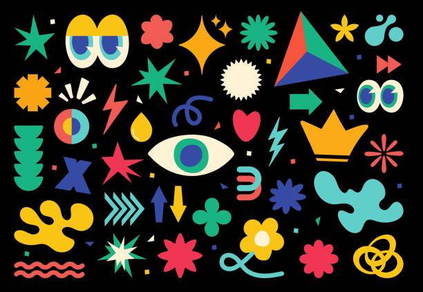 istock Groovy shapes and retro geometric abstract cartoon 1959577203