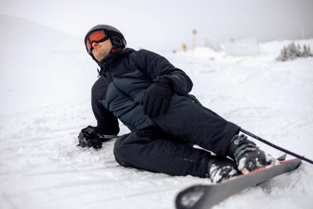 istock Skier loses balance on icy terrain 1959583883