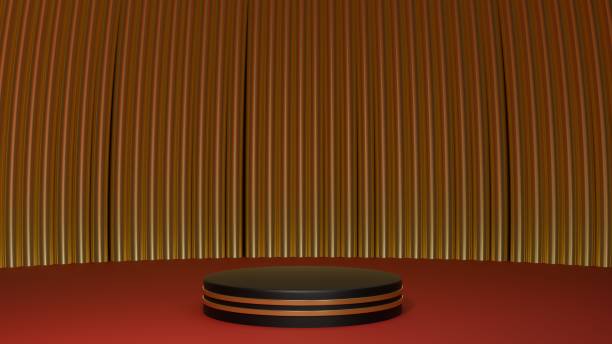istock 3D Rendering Luxury red with golden black podium 1959591618