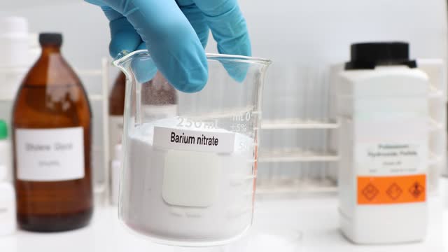 Barium nitrate in chemical container , chemical in the laboratory and industry