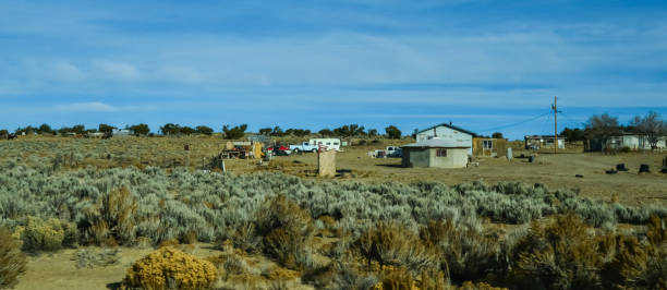 New Mexico, USA - November 19, 2019:  Typical Native American Reservation Homes in New Mexico, USA