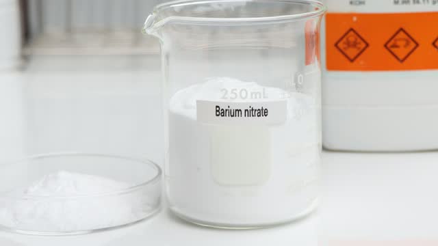 Barium nitrate in chemical container , chemical in the laboratory and industry