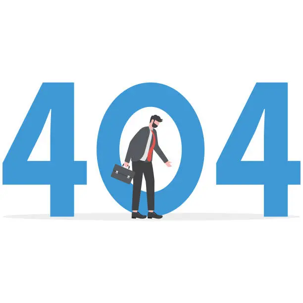 Vector illustration of 404 Error page illustration, man with sad emotion, Page not found illustration