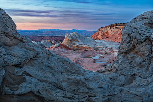 Sunset at White Pocket in the Vermillion Cliffs National Monument, Arizona.