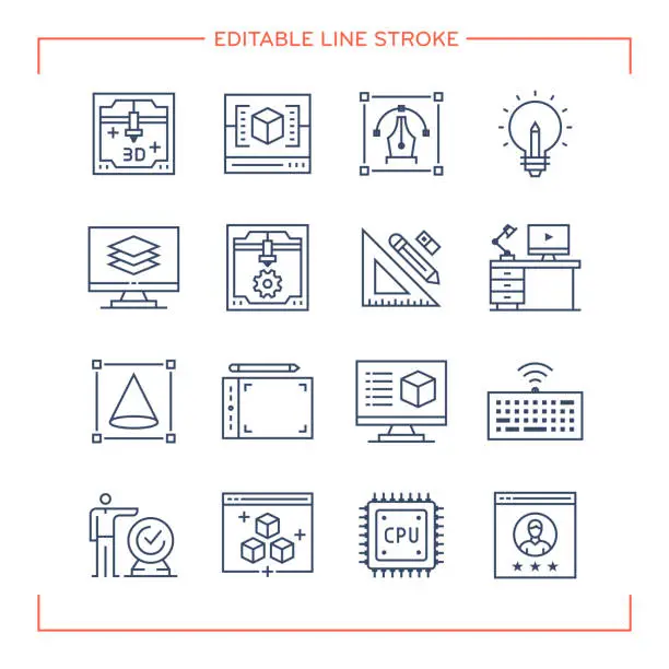 Vector illustration of Editable Line Icons for Design