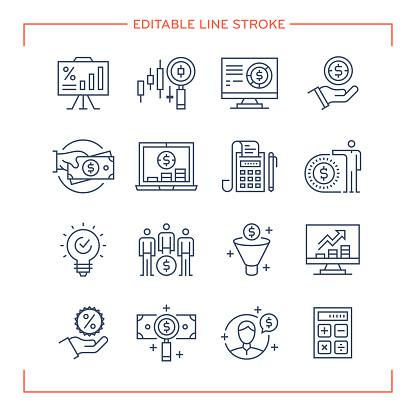 Editable Line Icons for Economy.