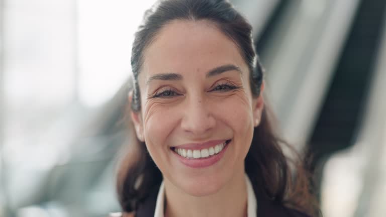 Laugh, office and face of business woman with smile for career, job and working in building. Professional, corporate worker and portrait of happy person with confidence, funny and pride in Australia