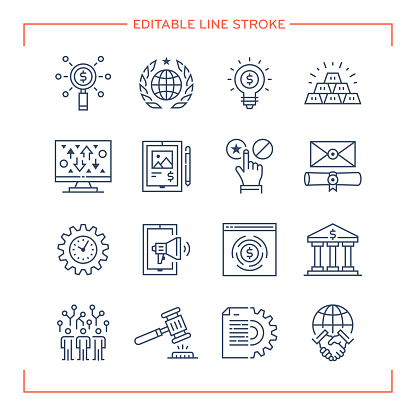 Editable Line Icons for Government.