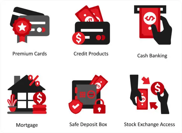 Vector illustration of premium cards, credit products, cash banking