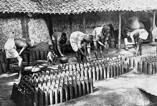 People and landmarks of India in 1895: Tile makers, Mysore