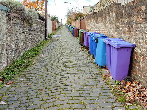 Garbage bins at Street of glasgow scotland england UK