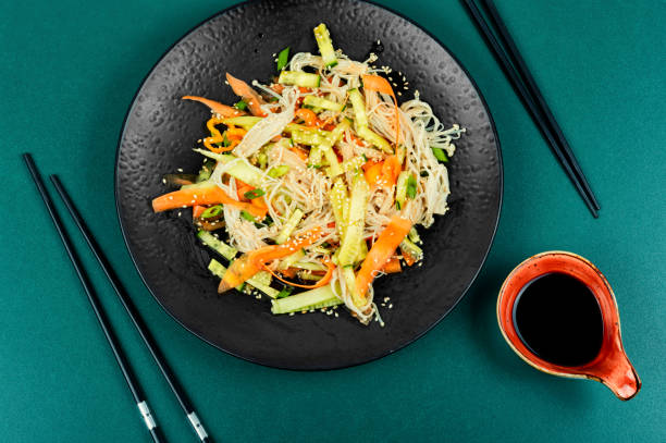 istock Chinese salad with enoki mushrooms. 1959749519