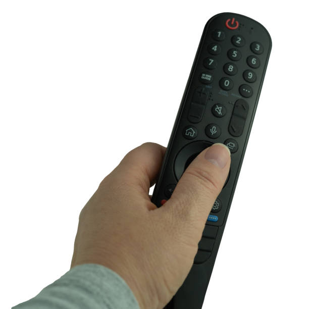 istock hand holding a remote control at a television remote control on white background 1959771999
