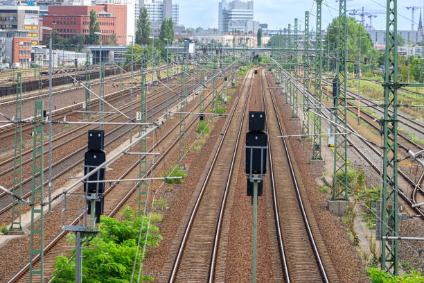 istock High angle view of railroad tracks in city 1959778536