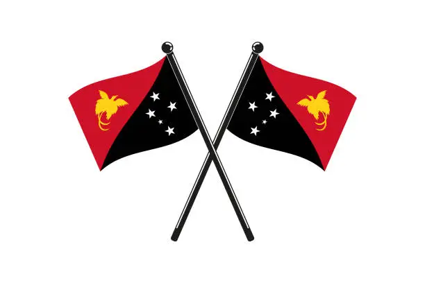 Vector illustration of national flags of  Papua New Guinea crossed